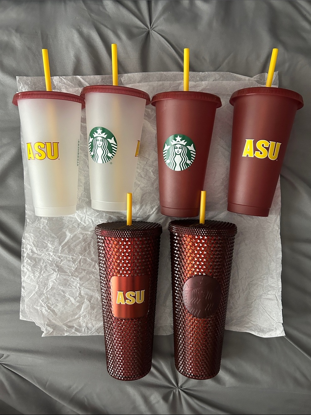 Starbucks ‘ASU’ University Cups w/Straws